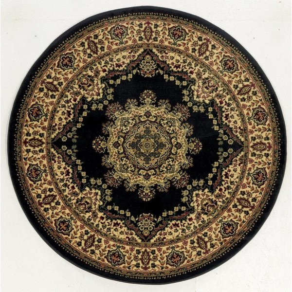 Radici 1191-2255-BLACK 5 ft.3 Round Castello Area Rug - Black 1191/2255/BLACK